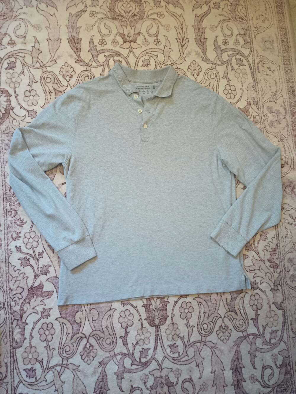 Abercrombie Fitch Don't Sweat It Long Sleeve Polo Mens XL Gray Wicking Preppy